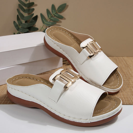 Damen Elegante Mules mit modischem Goldakzent und komfortablem Fußbett R&B
