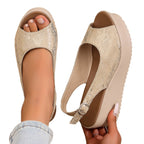 Damen Plateau-Sandalen mit offenem Zehenbereich und praktischem Klettverschluss R&B