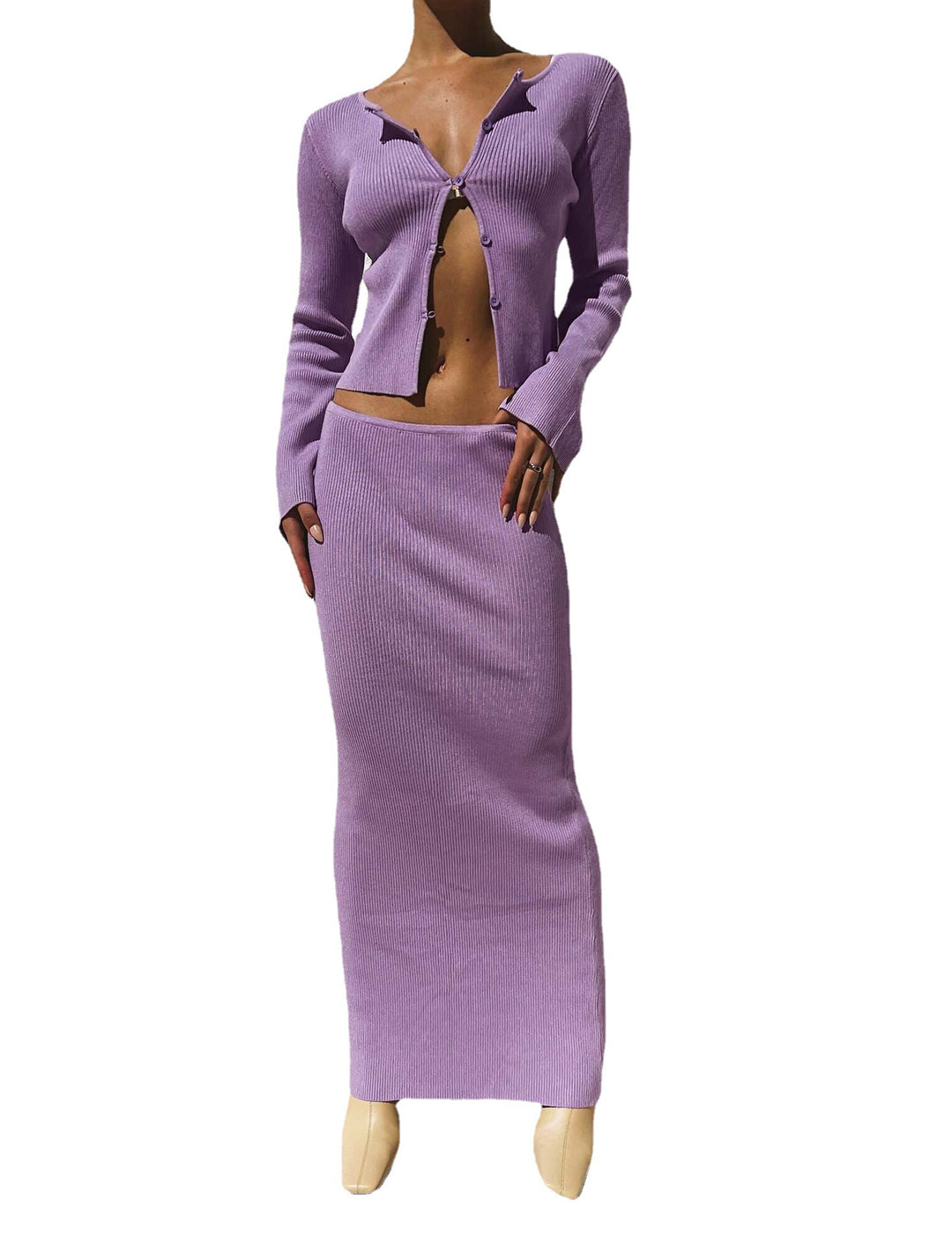 Damen Strickanzug mit modischen Knopfdetails R&B