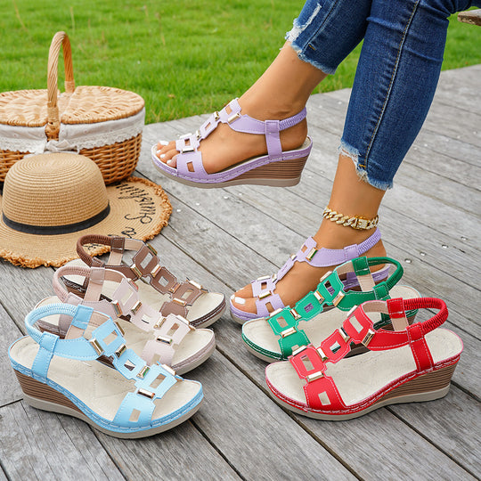 Damen Wedge-Sandalen mit atmungsaktivem Riemendesign und komfortablem Fußbett R&B
