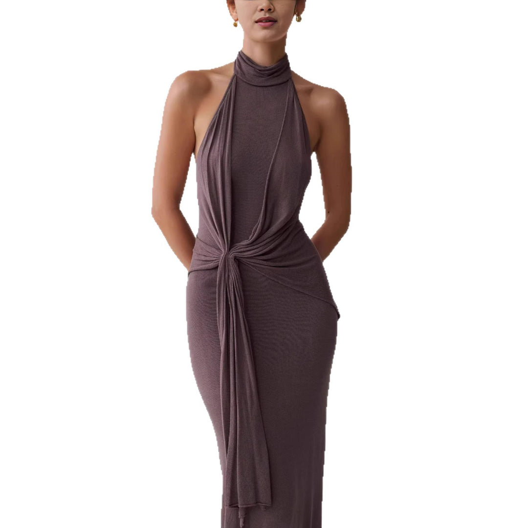 Damen Elegantes knöchellanges Wickelkleid mit tiefem Schlitz R&B