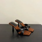 Damen Elegante Slingback Mules mit dekorativem Kreuzriemen und Absatz R&B