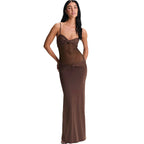 Damen Maxi Strandkleid mit raffiniertem Bustier-Design und elastischem Bund R&B