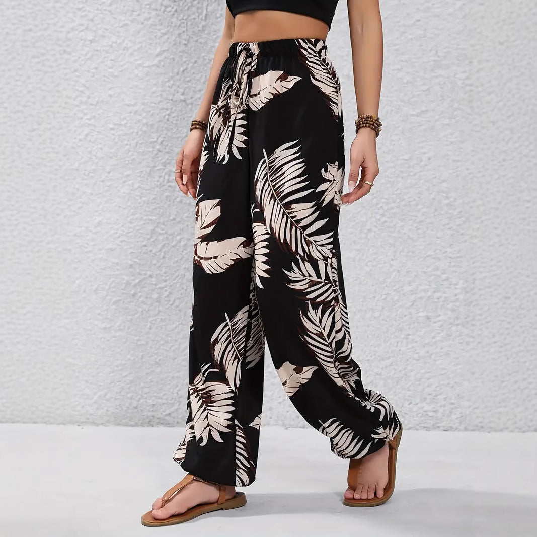 Damen Weite Palazzo-Hose mit floralem Muster und elastischem Bund R&B