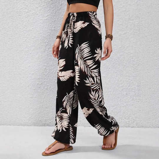 Damen Weite Palazzo-Hose mit floralem Muster und elastischem Bund R&B