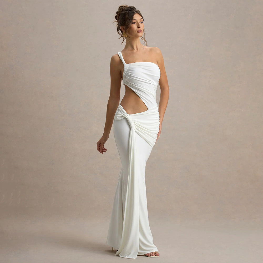 Damen Maxikleid mit asymmetrischem Schnitt und eleganter Drapierung R&B