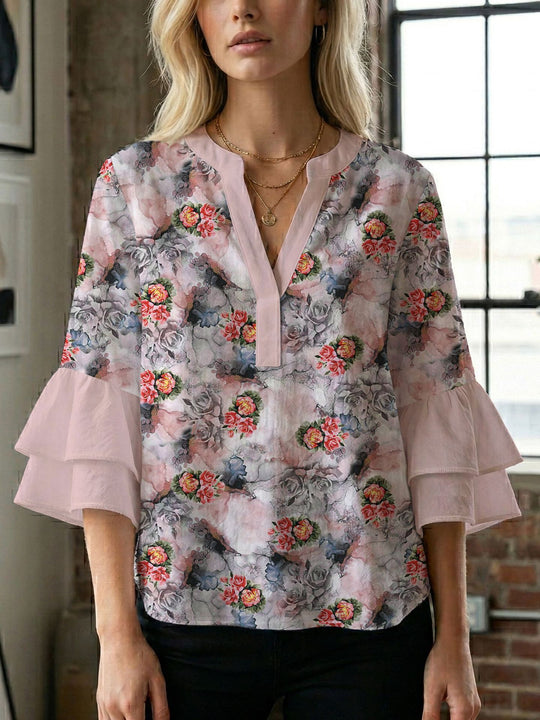 Damen Bluse mit wunderschönen floralem Design R&B