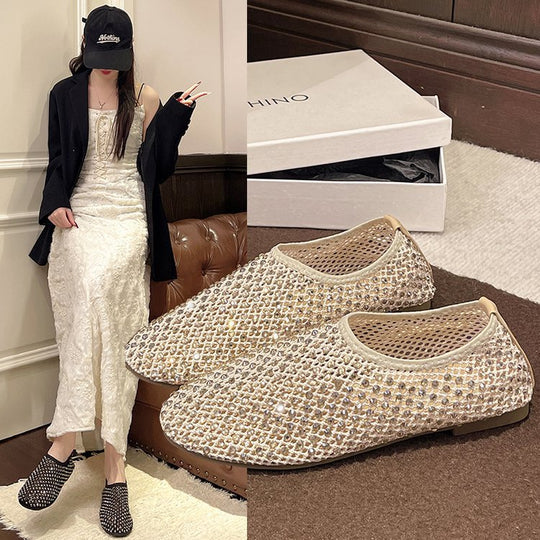 Damen komfortable Sneakers mit funkelnden Strass-Akzenten R&B