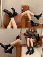 Damen elegante Schnürschuhe mit doppeltem Schnallenverschluss und perforiertem Obermaterial R&B