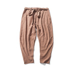 Herren nan entspannte Leinen-Baumwoll Harem-Joggerhose mit verdecktem Tunnelzug und tapered Bein R&B