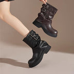 Damen modische Stiefeletten mit verstellbaren Riemen und robuster Sohle R&B