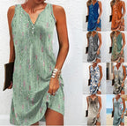 Damen, lässiges Sommerkleid mit V-Ausschnitt und asymmetrischem Saum R&B