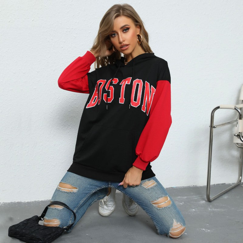 Damen Hoodie-Kleid mit farblich abgesetzten Ärmeln und lässigem Schnitt R&B