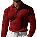 Herren Langarm-Poloshirt mit strukturiertem Design und klassischem Kragen R&B