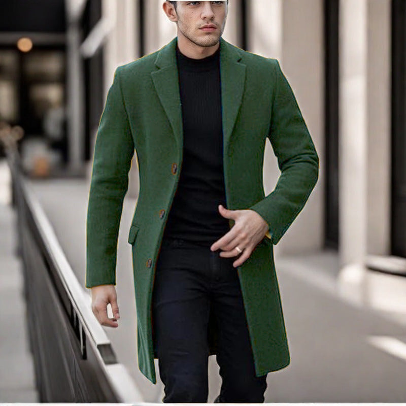 Herren eleganter Wollmantel mit schmalem Schnitt R&B