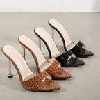 Damen Glamouröse Mules mit spitz zulaufender Vorderkappe und goldenen Details R&B