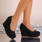 Damen Wedge-Pumps mit elegantem samtigem Obermaterial und komfortablem Fußbett R&B
