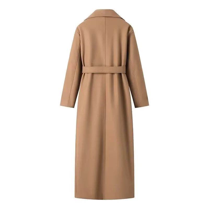 Damen eleganter Trenchcoat mit Schulterklappen und Taillengürtel R&B