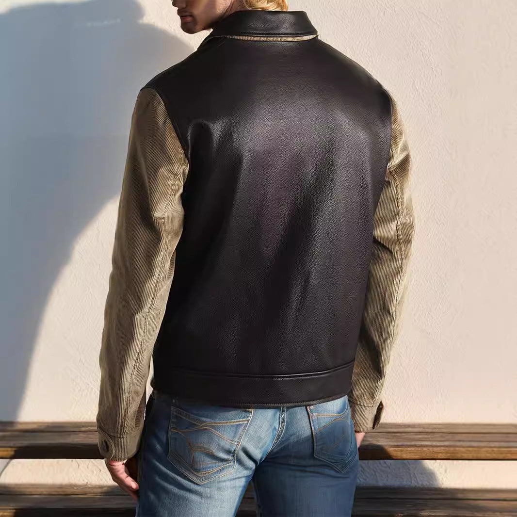Herren modische Übergangsjacke mit Kontrastärmel und modernem Kragen R&B