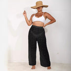 Damen luftige Strandhose mit voluminösen Pompom-Applikationen R&B