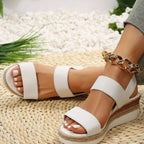 Damen Wedge-Sandalen mit elastischen Riemen und rutschfester Sohle R&B
