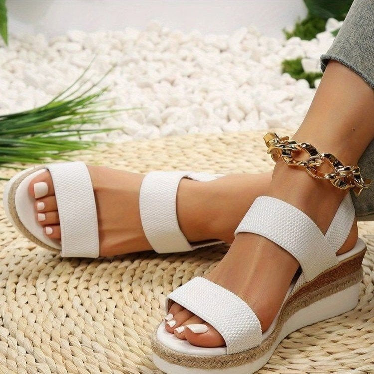 Damen Wedge-Sandalen mit elastischen Riemen und rutschfester Sohle R&B