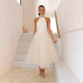 Damen Tüllkleid mit elegantem Halterneck und schwingendem Rock R&B