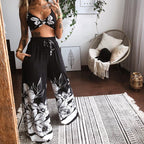 Damen luftiges Set mit floralem Print und elastischem Bund R&B