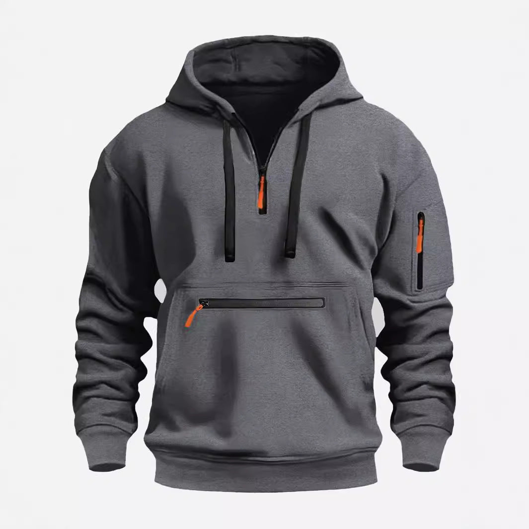 Herren modischer Kapuzenpullover mit praktischen Reißverschluss-Taschen R&B