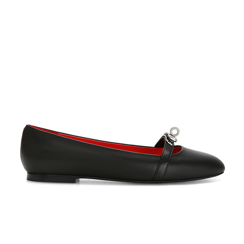 Damen Ballerinas mit elegantem Riemen und schimmerndem Akzent