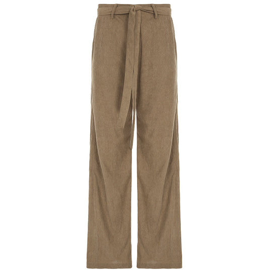 Damen lockere Leinenhose mit Taillengürtel R&B