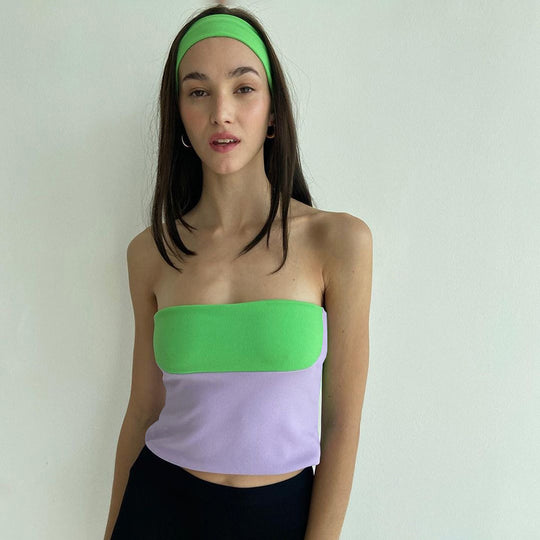 Damen Bandeau-Top mit kontrastierenden Farbkombinationen und hochwertiger Materialverarbeitung R&B