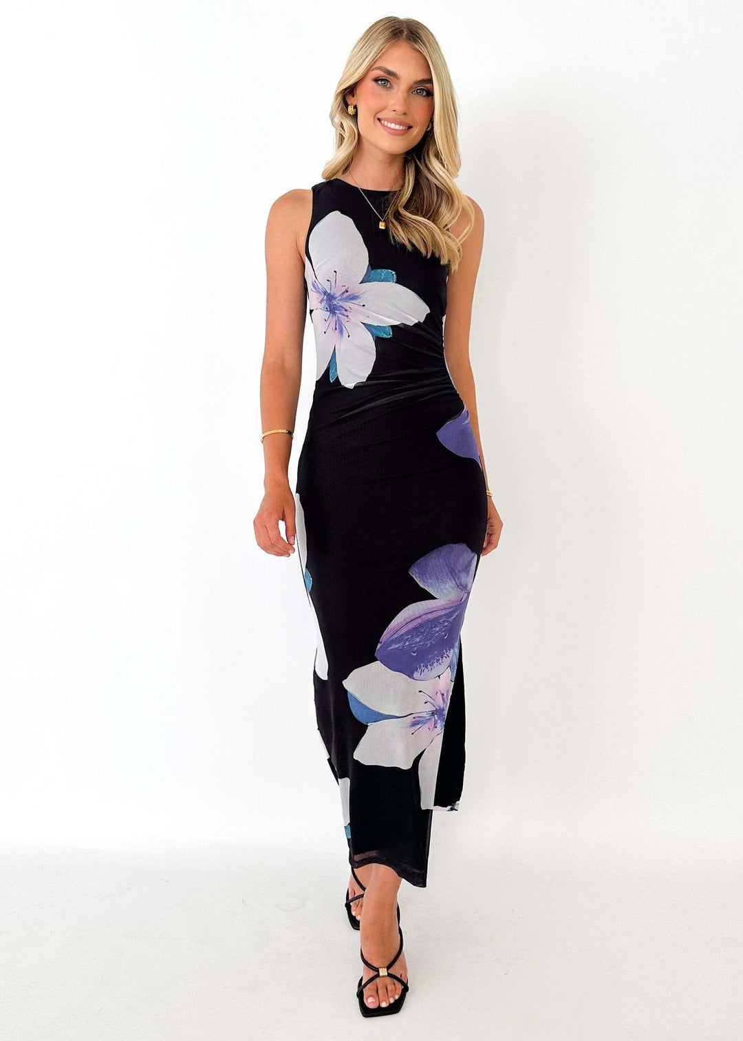 Damen Figurumspielendes Maxikleid mit modernem abstraktem Design R&B