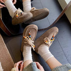Damen Mokassins mit dekorativen Perlen und weichem Wildleder R&B