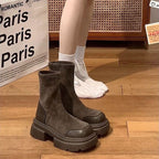 Damen modische Chunky Stiefeletten mit komfortabler Sohle und elastischem Schaft R&B