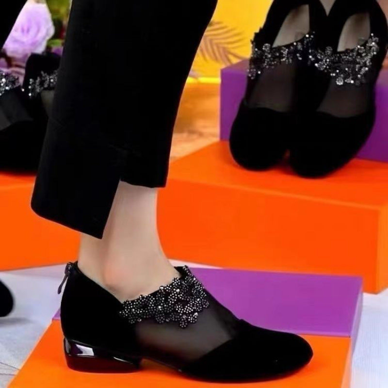 Damen elegante Slipper mit floralem Strassdesign und super bequemer Sohle R&B