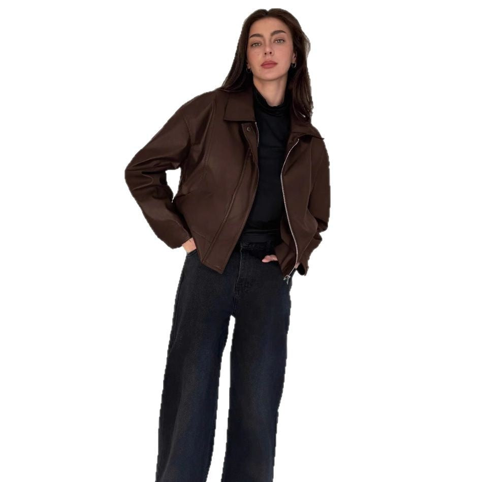 Damen Kunstlederjacke im modernen Biker-Stil R&B