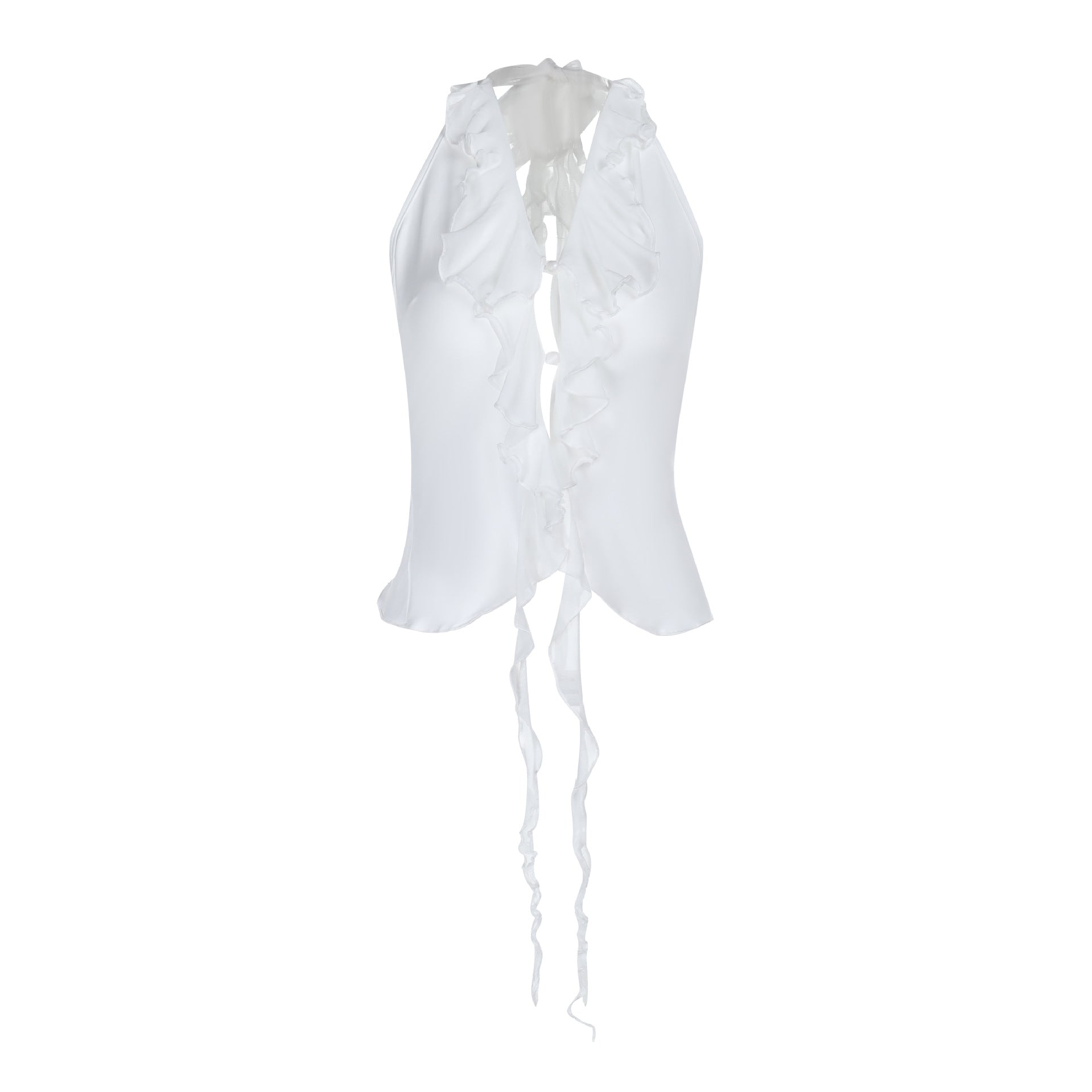 Damen Elegantes Rüschenoberteil mit tiefem V-Ausschnitt R&B