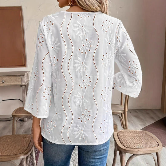 Damen Bluse mit besticktem Design und luftiger Passform R&B