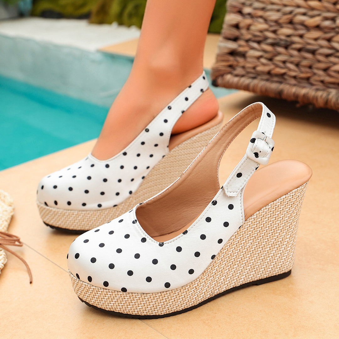 Damen Wedge-Pantoletten mit verspieltem Punktedesign R&B