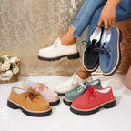 Damen modische Schnürschuhe mit robustem Profil und feinem Lederobermaterial R&B