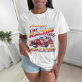 Damen T-Shirt mit künstlerischem Retro-Rennsport-Motiv und bequemer Passform R&B