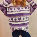Damen Grobstrickpullover mit verspieltem Herzmuster und Zopfdetails R&B