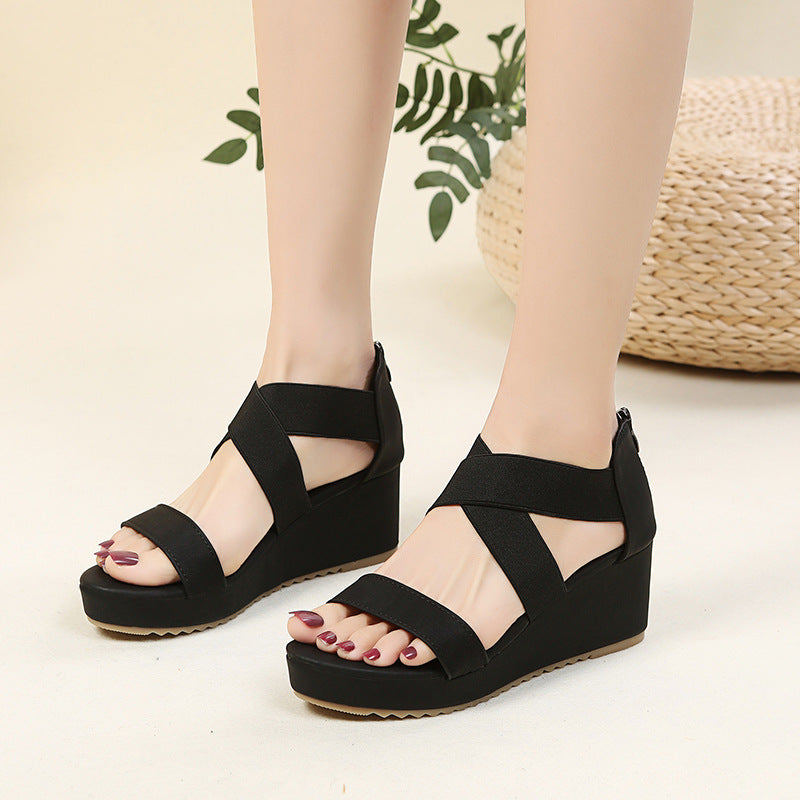 Damen Wedge-Sandalen mit elegantem Kreuzband-Design und komfortablem Fußbett R&B