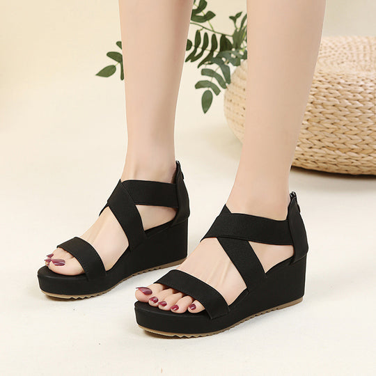 Damen Wedge-Sandalen mit elegantem Kreuzband-Design und komfortablem Fußbett R&B