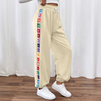 Damen Freizeit-Hose mit buntem Blumenmuster und elastischem Bund R&B