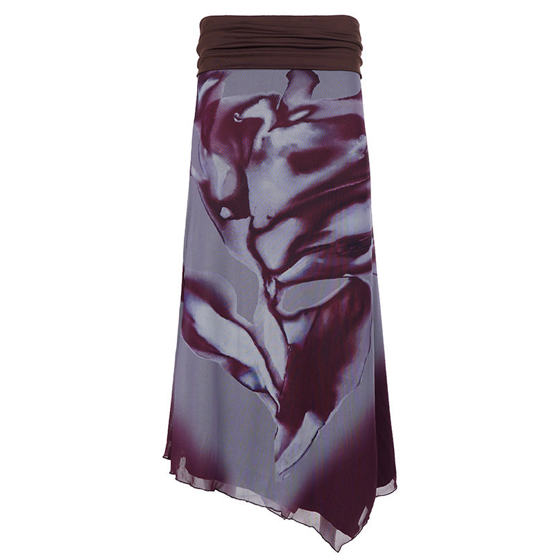 Damen Maxi-Rock mit asymmetrischem Schnitt und floralem Dekor R&B