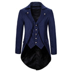 Herren eleganter Steampunk-Sakko mit asymmetrischem Schnitt und edlen Details R&B
