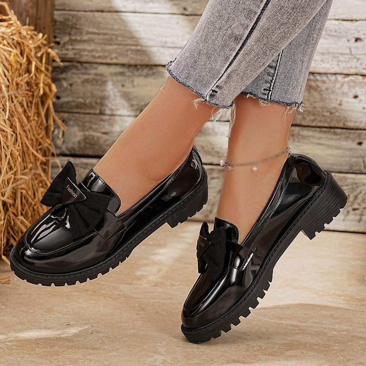 Damen elegante Mokassins mit Schleifen-Design R&B