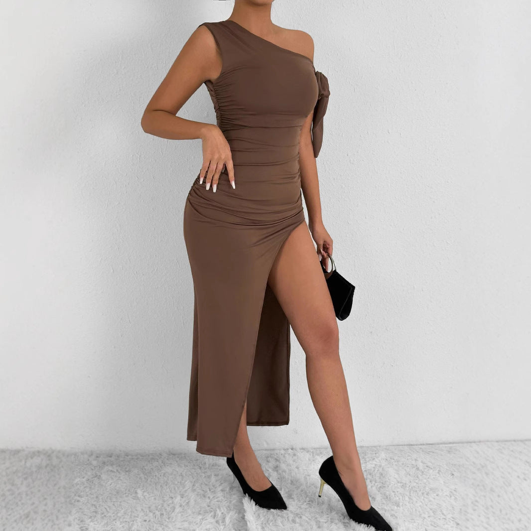 Damen Elegantes Wickelkleid mit asymmetrischem Schnitt und schickem Rüschendetail